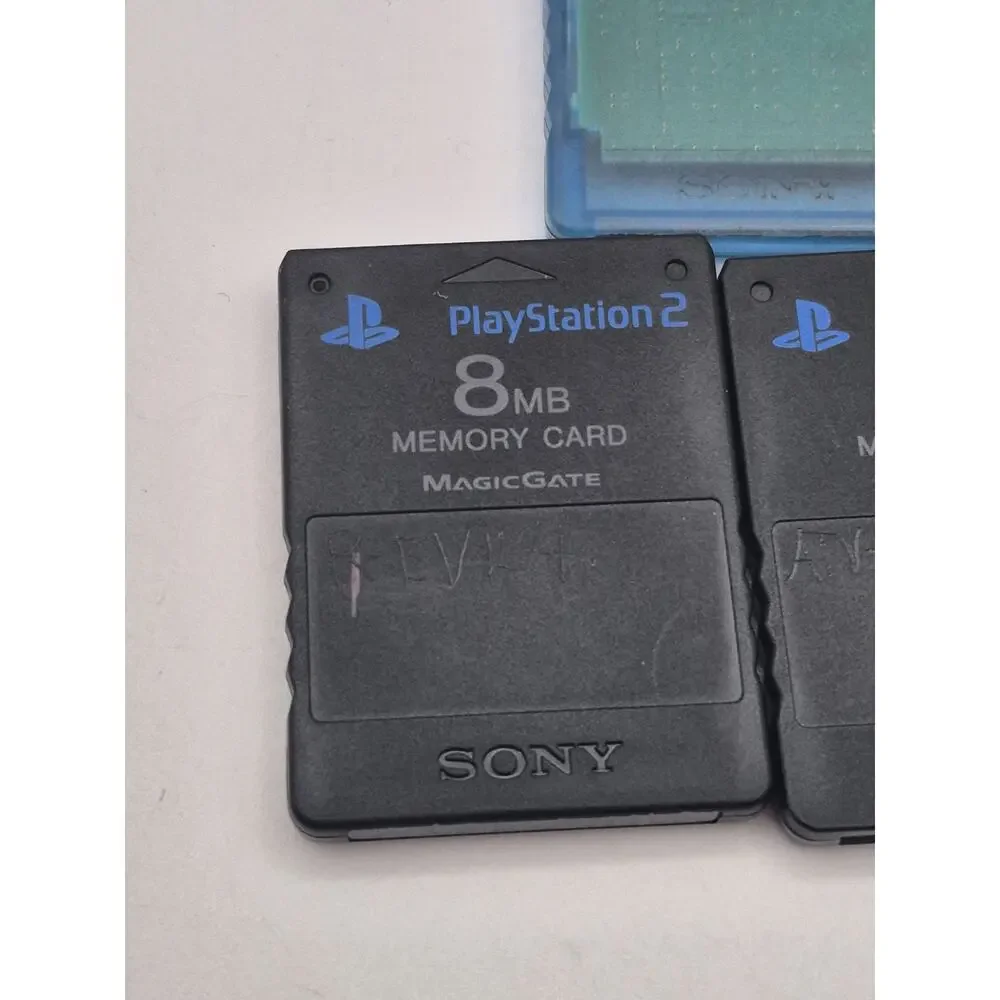 Lot of 5 PlayStation 2 8MB Memory Cards 4 Black 1 Blue SCPH-10020 Tested